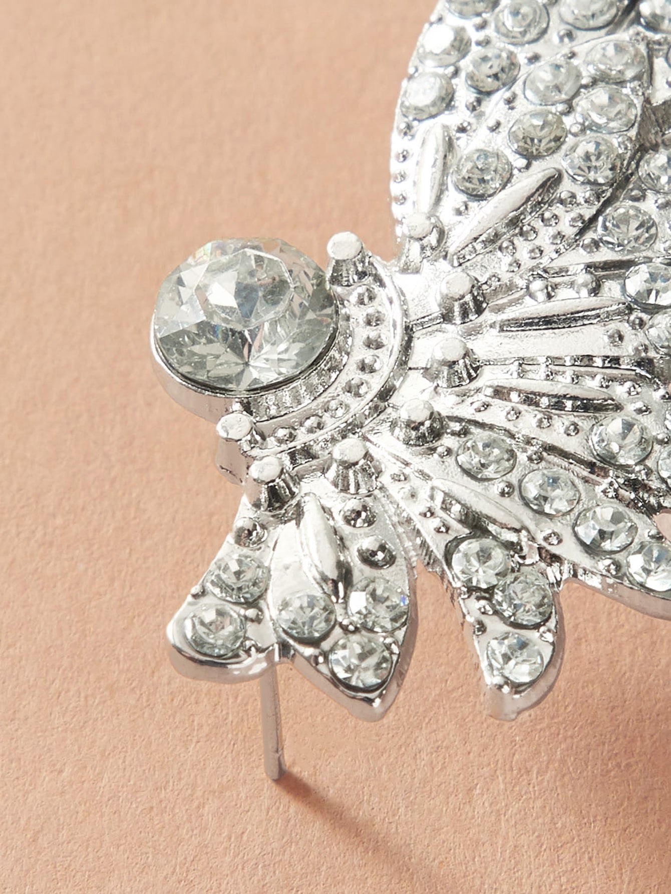 Rhinestone Decoration Silver Wing Stud Cartilage Wrap Clip Earrings Ear Cuff 1pc