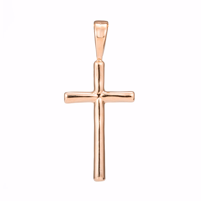 18ct Heavy Rose Gold Plated Holy Cross Pendant - USA Made