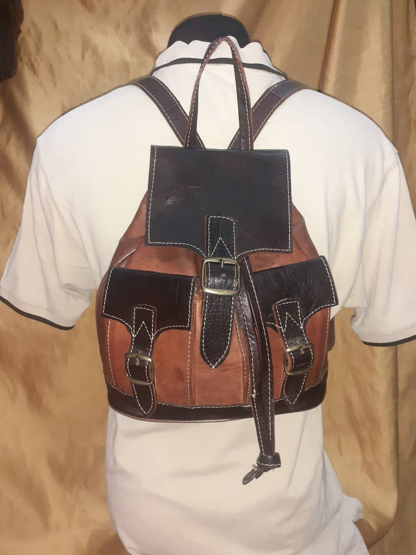 Mochila Fez doble Bolsillo pequeño combinada-14