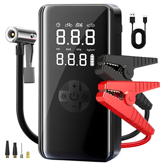 Car Battery Starter Kit with Air Compressor (7-in-1)-0