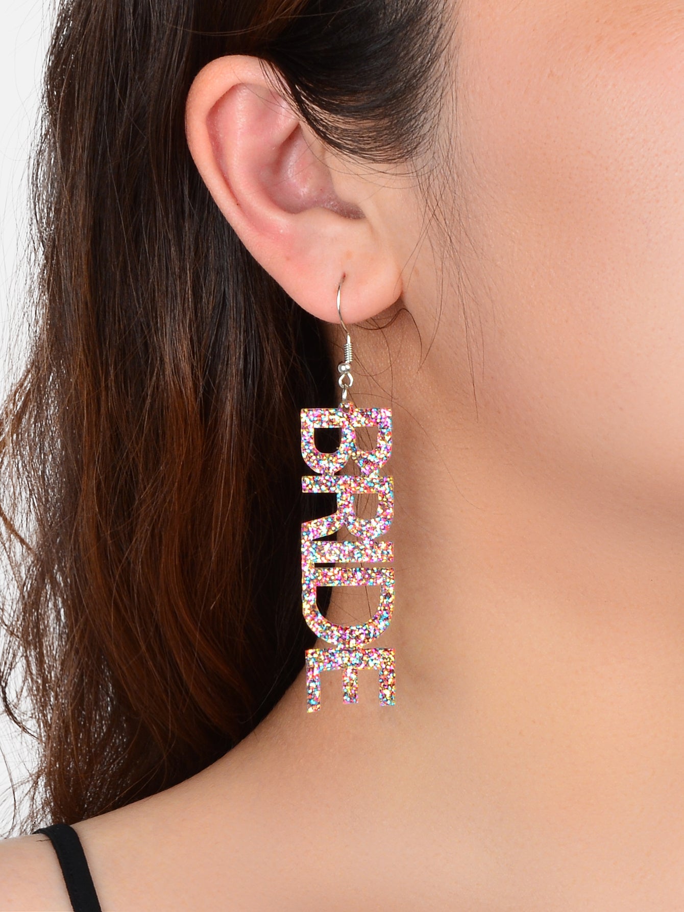 Wedding Bride Dangle Earrings Acrylic Handmade Fun Statement Jewelry Party Gift