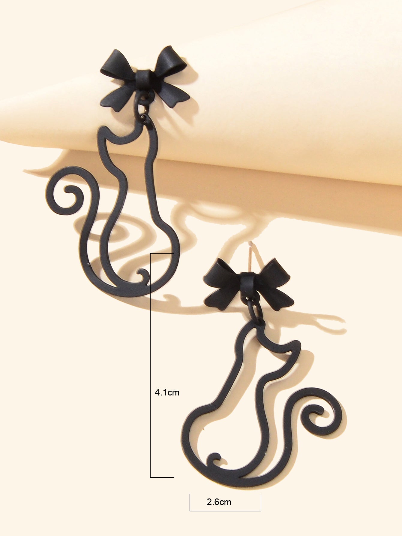 Kawaii Aesthetic Hollow Bow Tie Cat Dangle Earrings Animals Design Accessories