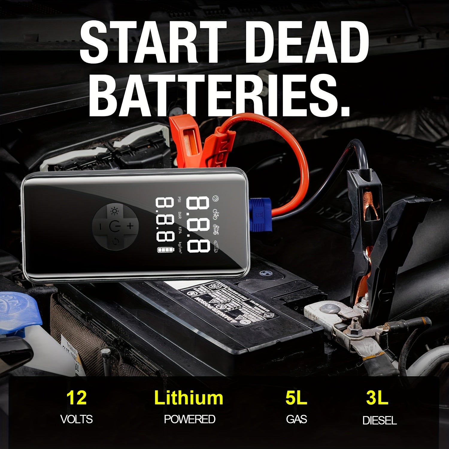 Car Battery Starter Kit with Air Compressor (7-in-1)-1
