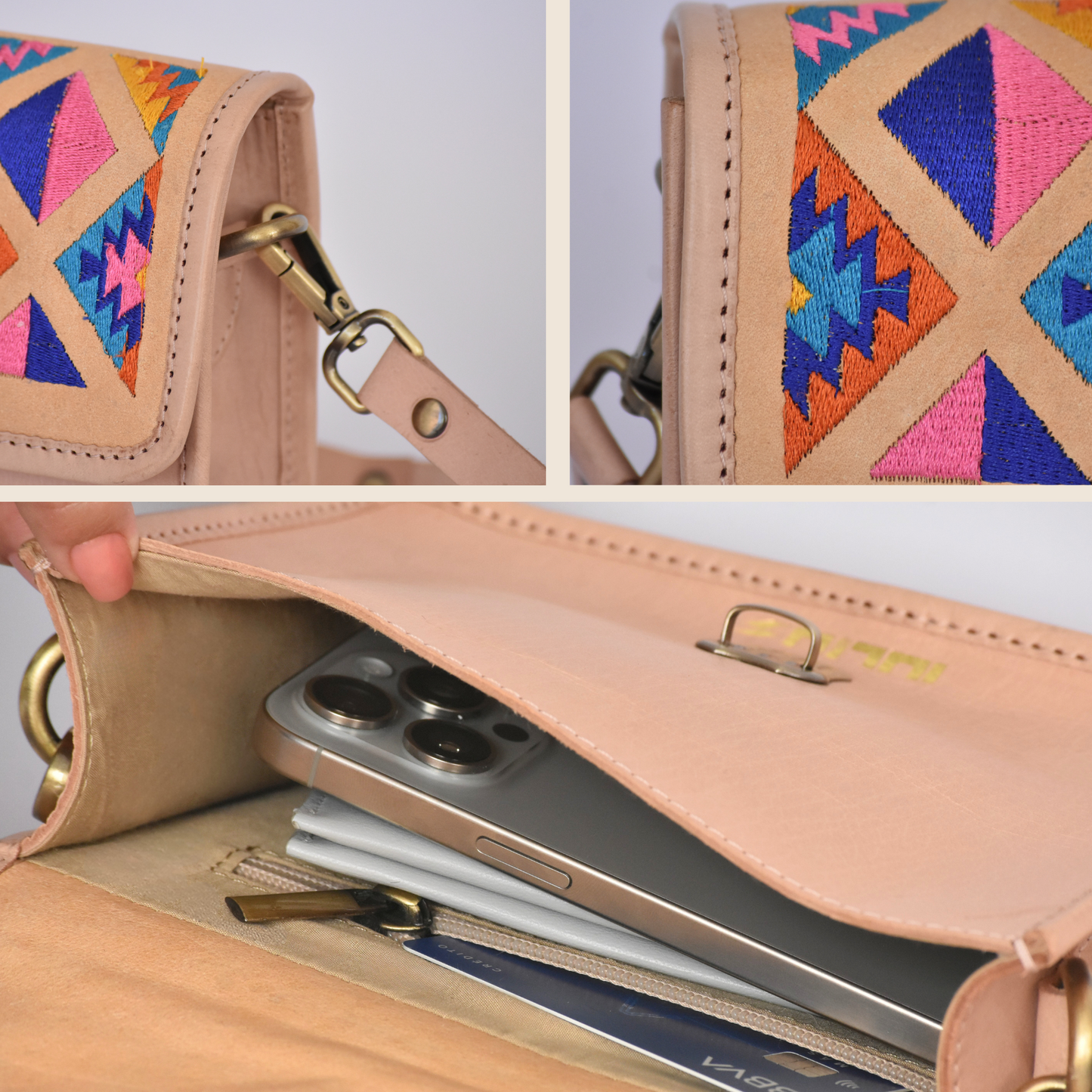 Cartera Artesanal de Cuero IULIUS – Bordado y Formato Compacto
