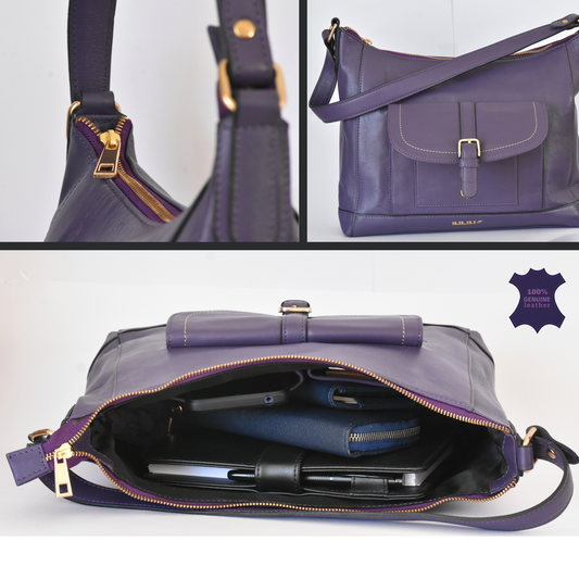 Bolso de Hombro de Cuero Morado – Elegante y Funcional – IULIUS
