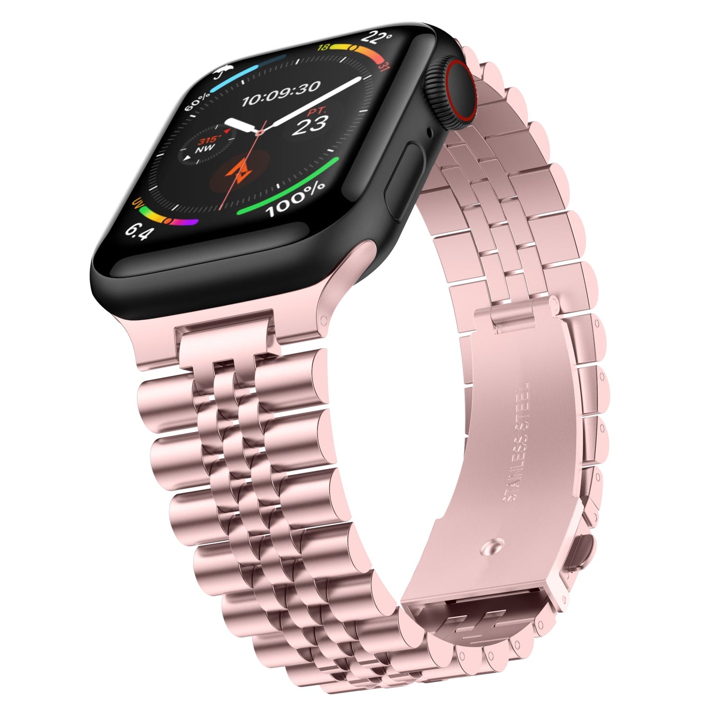 Stainless Steel Link Bracelet Band - The Perth in Rose Gold Small - Compatible with Apple Watch Size 38mm to 41mm