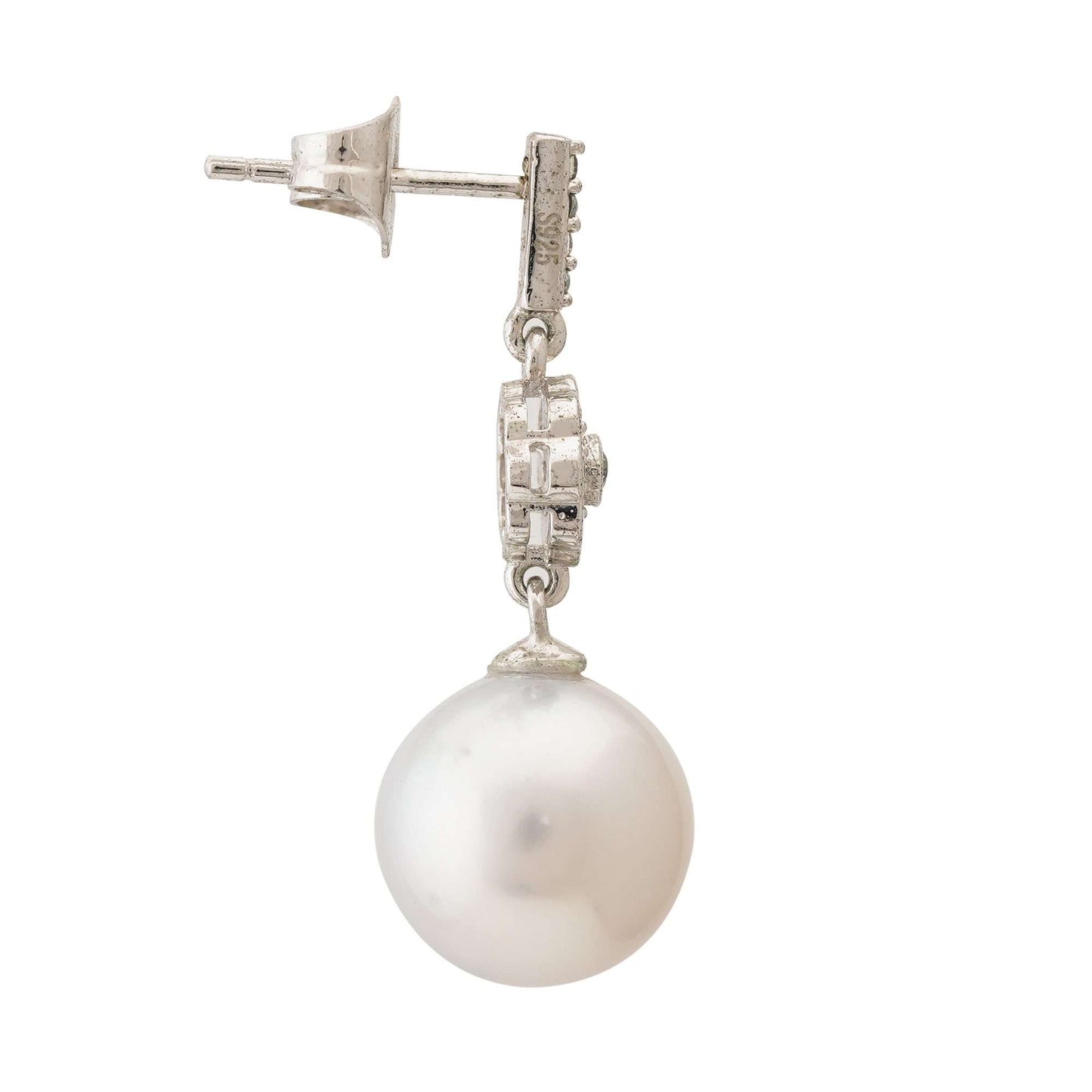 South Sea Pearls White Greyish Tone Torquay Earrings 12.5 - 12.8 MM AA+