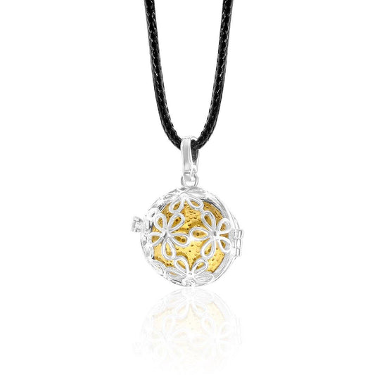 Flower Lava Ball Aromatherapy Necklace LAP009SR
