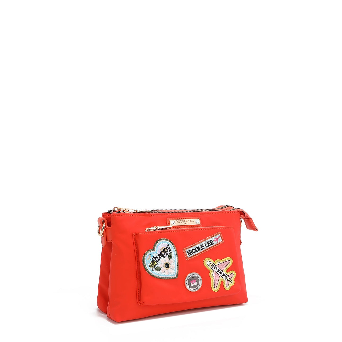 BOLSO CRUZADO ACORDEÓN CON PARCHES DE COLORES (Naranja)