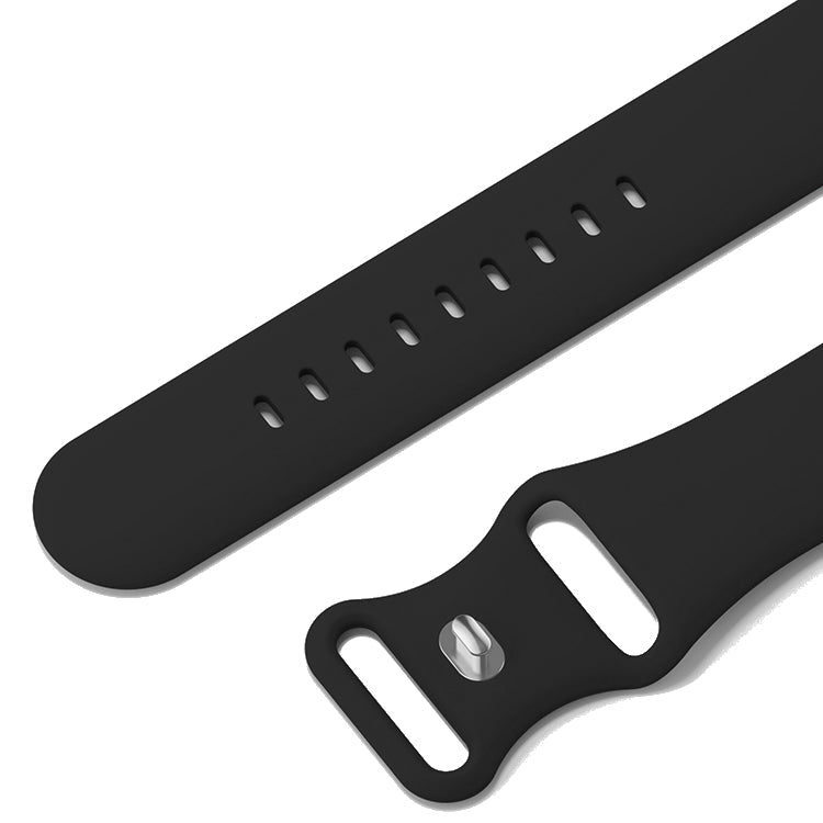 Silicone Sports Band Black with Silver Pin - The Noosa Small - Compatible with Apple Watch Size 38mm to 41mm