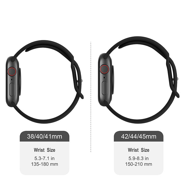 Silicone Sports Band Black with Silver Pin - The Noosa Small - Compatible with Apple Watch Size 38mm to 41mm