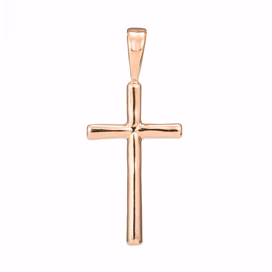 18ct Heavy Rose Gold Plated Holy Cross Pendant - USA Made