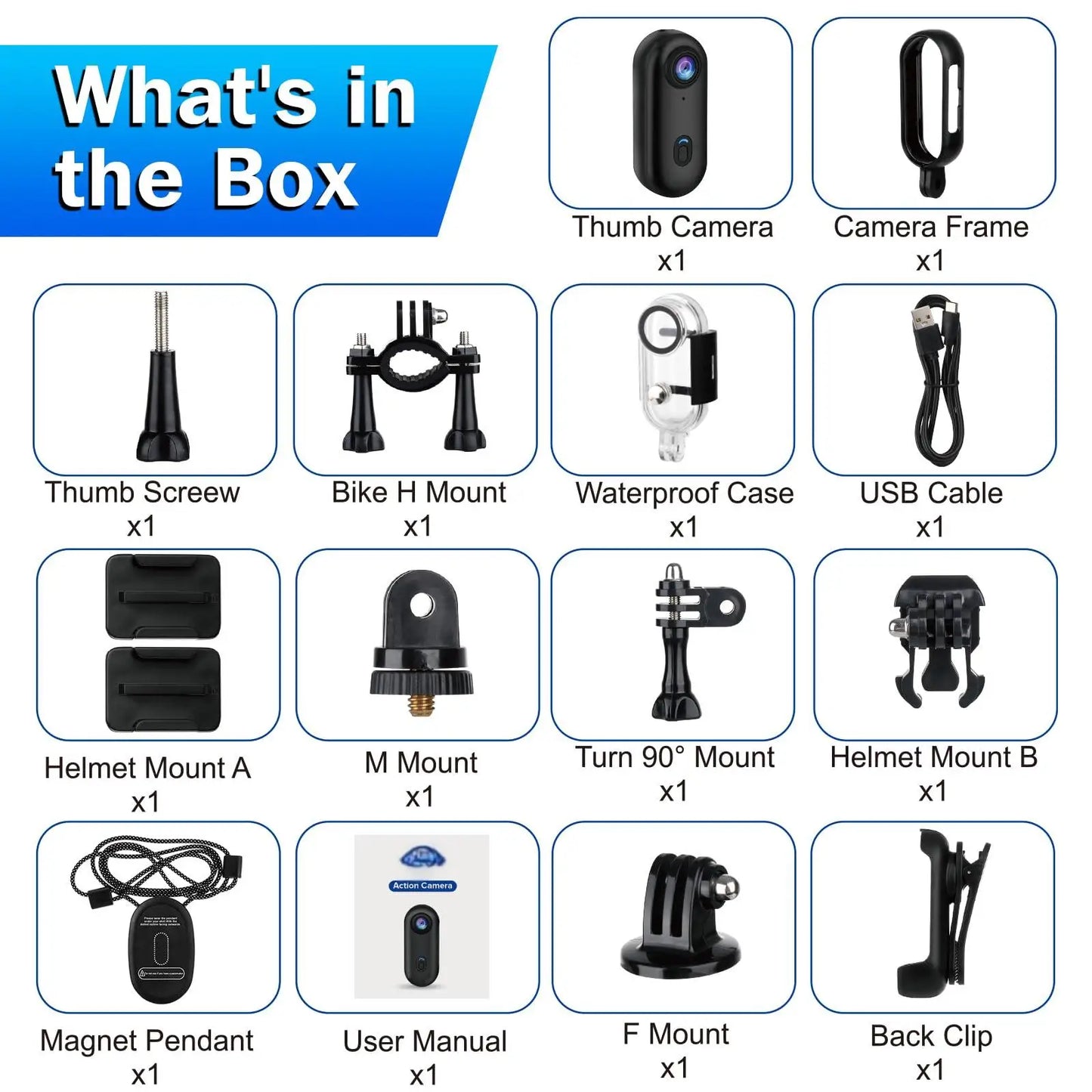 4K Mini Action Body Camera Thumb-Sized with 32GB TF Card Black-2