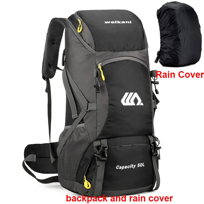 50L Waterproof Travel Backpack Rucksack Black-2
