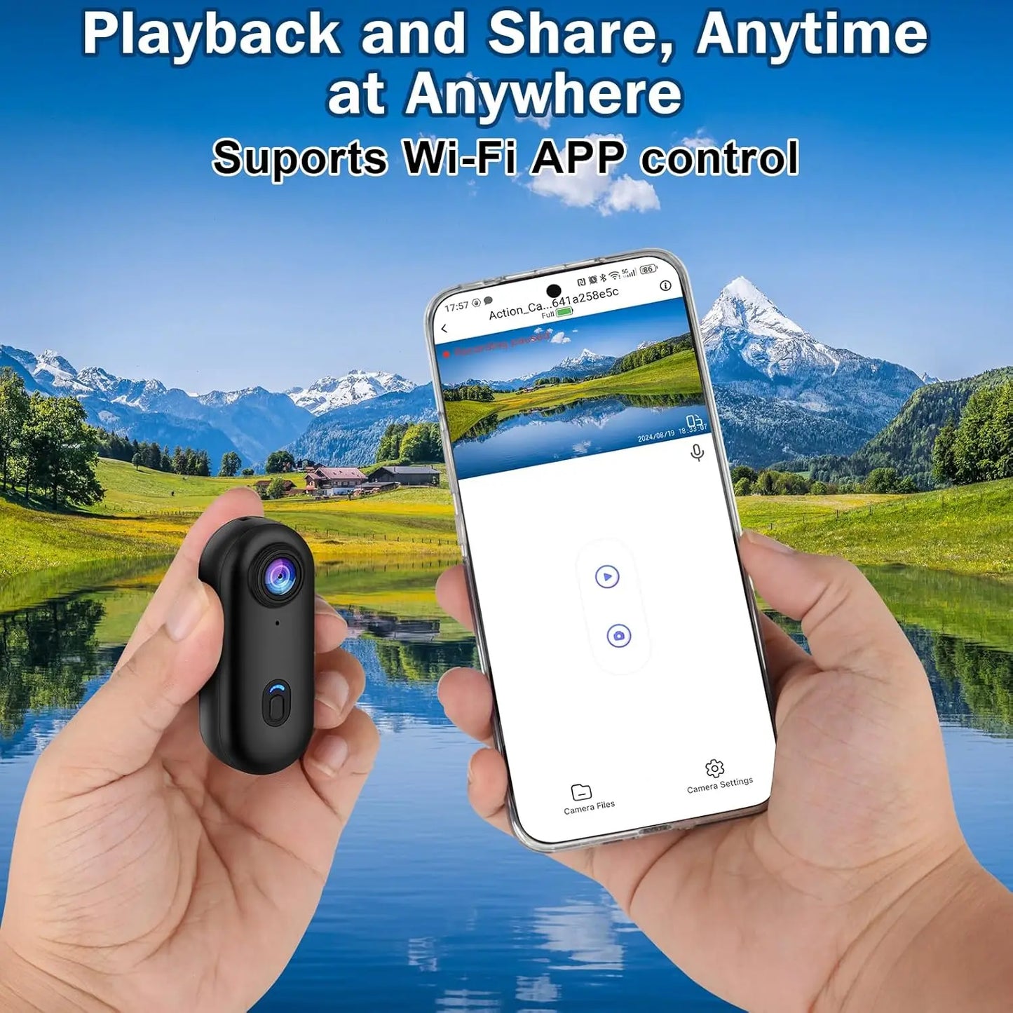 4K Mini Action Body Camera Thumb-Sized with 32GB TF Card Black-4