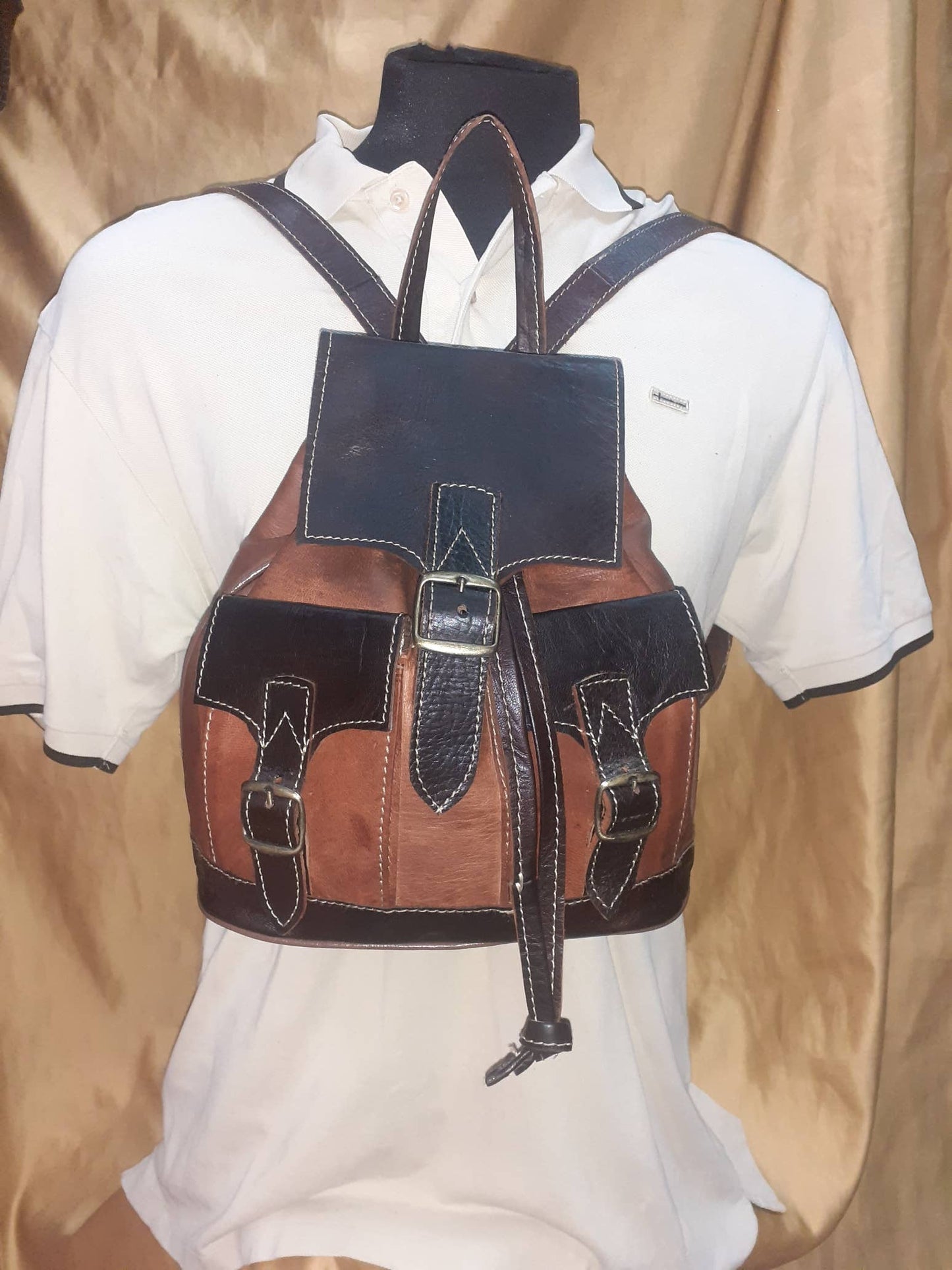 Mochila Fez doble Bolsillo pequeño combinada-3