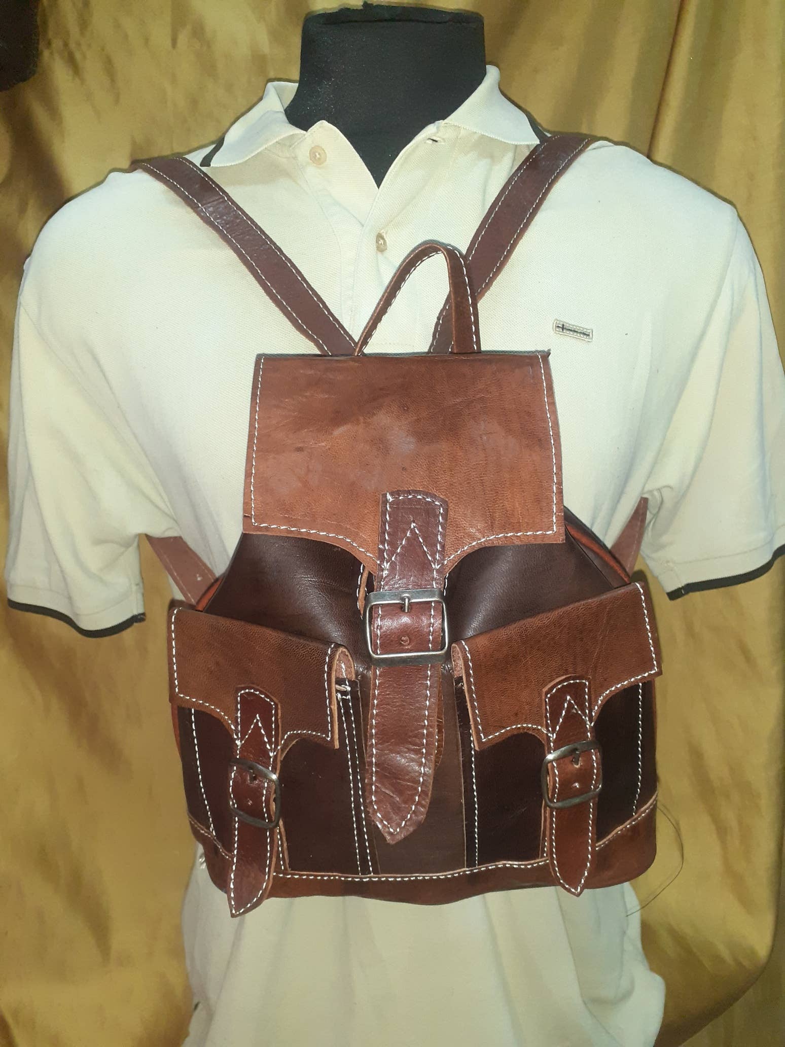 Mochila Fez doble Bolsillo pequeño combinada-15